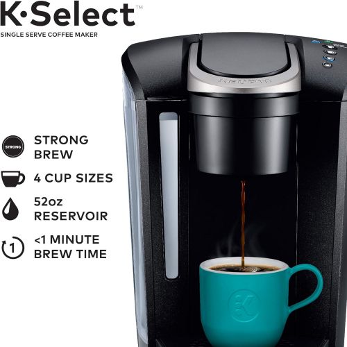  Keurig K-Select Coffee Maker, Single Serve K-Cup Pod Coffee Brewer, With Strength Control and Hot Water On Demand, Matte Black