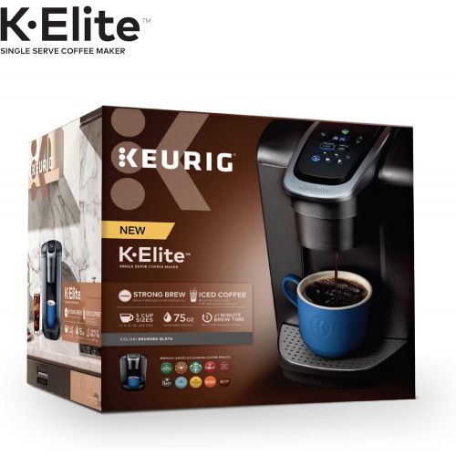  Keurig K-Elite Coffee Maker, Single Serve K-Cup Pod Coffee Brewer, With Iced Coffee Capability, Brushed Slate