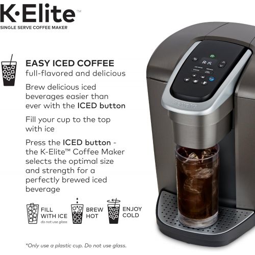  Keurig K-Elite Coffee Maker, Single Serve K-Cup Pod Coffee Brewer, With Iced Coffee Capability, Brushed Slate