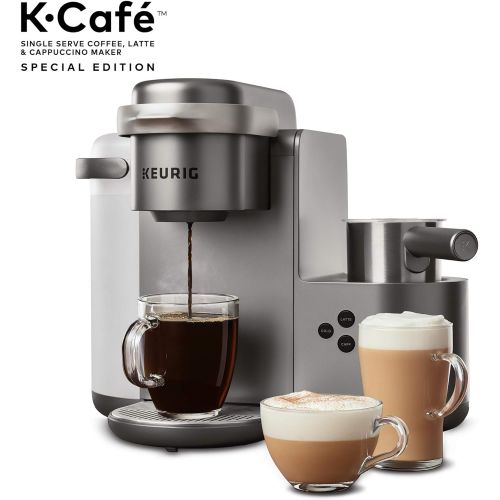  Keurig K-Cafe Special Edition Coffee Maker, Single Serve K-Cup Pod Coffee, Latte and Cappuccino Maker, Comes with Dishwasher Safe Milk Frother, Coffee Shot Capability, Nickel