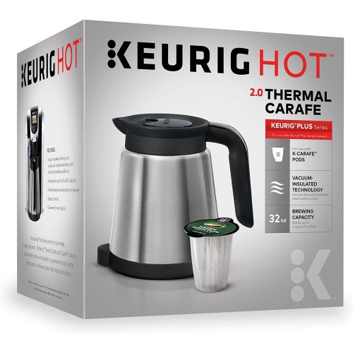  [아마존베스트]Keurig 2.0 Thermal Carafe 32oz Double-Walled, Vacuum-Insulated, Holds and Dispenses Upto 4 Cups of Hot Coffee, Compatible With Keurig 2.0 K-Cup Pod Coffee Makers, Stainless Steel