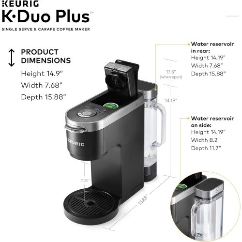  [아마존베스트]Keurig K-Duo Plus Coffee Maker, Single Serve and 12-Cup Carafe Drip Coffee Brewer, Compatible with K-Cup Pods and Ground Coffee, Black
