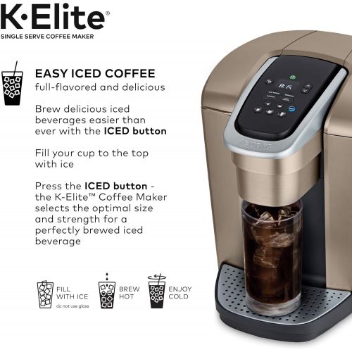  [아마존베스트]Keurig K-Elite Coffee Maker, Single Serve K-Cup Pod Coffee Brewer, With Iced Coffee Capability, Brushed Gold