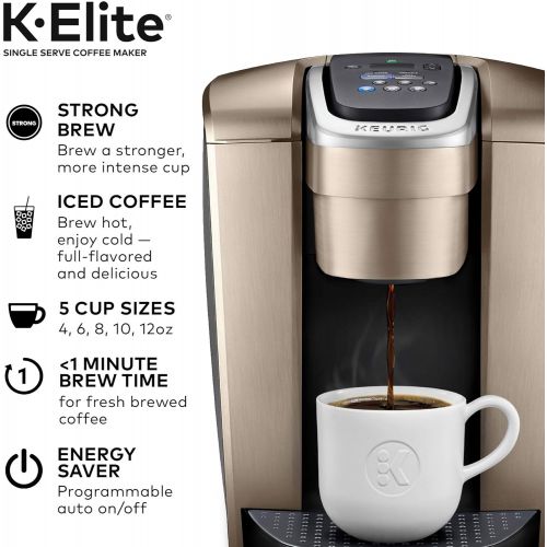  [아마존베스트]Keurig K-Elite Coffee Maker, Single Serve K-Cup Pod Coffee Brewer, With Iced Coffee Capability, Brushed Gold