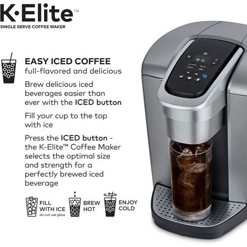  [아마존베스트]Keurig C K-Elite Maker, Single Serve K-Cup Pod Brewer, with Iced Coffee Capability, Extra Included, 75oz, Brushed Silver Plus Filter Bundle