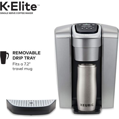  [아마존베스트]Keurig C K-Elite Maker, Single Serve K-Cup Pod Brewer, with Iced Coffee Capability, Extra Included, 75oz, Brushed Silver Plus Filter Bundle