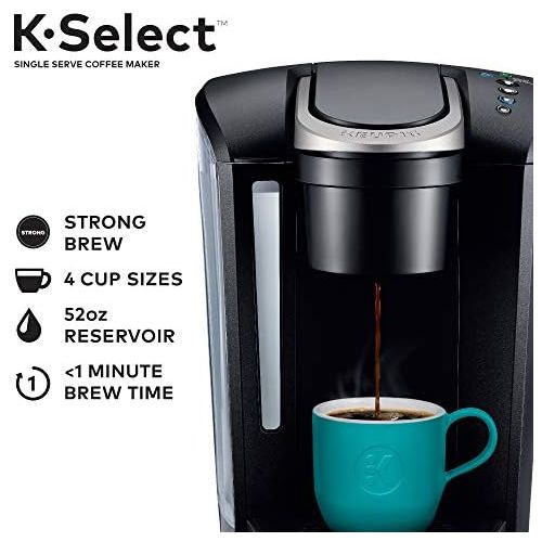  [아마존베스트]Keurig K-Select Coffee Maker, Single Serve K-Cup Pod Coffee Brewer, With Strength Control and Hot Water On Demand, Matte Black