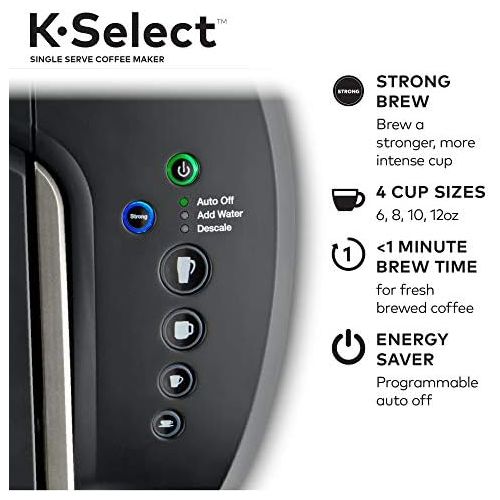  [아마존베스트]Keurig K-Select Coffee Maker, Single Serve K-Cup Pod Coffee Brewer, With Strength Control and Hot Water On Demand, Matte Black