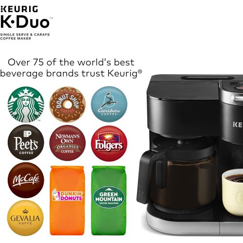  Keurig K-Duo Coffee Maker, Single Serve and 12-Cup Carafe Drip Coffee Brewer, Compatible with K-Cup Pods and Ground Coffee, Black