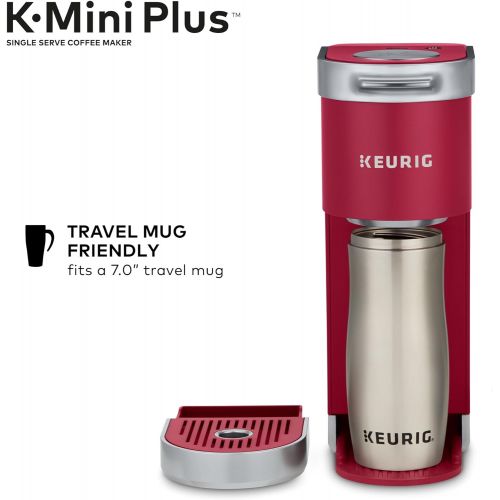  Keurig K-Mini Plus Coffee Maker, Single Serve K-Cup Pod Coffee Brewer, 6 to 12 oz. Brew Size, Stores up to 9 K-Cup Pods, Cardinal Red