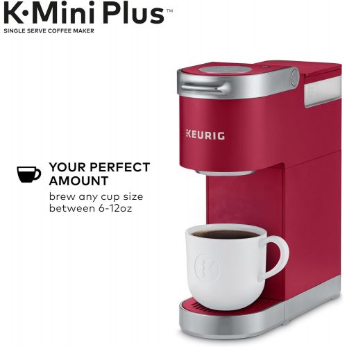  Keurig K-Mini Plus Coffee Maker, Single Serve K-Cup Pod Coffee Brewer, 6 to 12 oz. Brew Size, Stores up to 9 K-Cup Pods, Cardinal Red