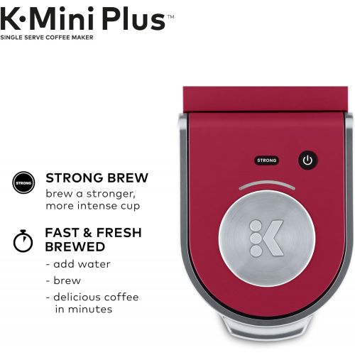  Keurig K-Mini Plus Coffee Maker, Single Serve K-Cup Pod Coffee Brewer, 6 to 12 oz. Brew Size, Stores up to 9 K-Cup Pods, Cardinal Red