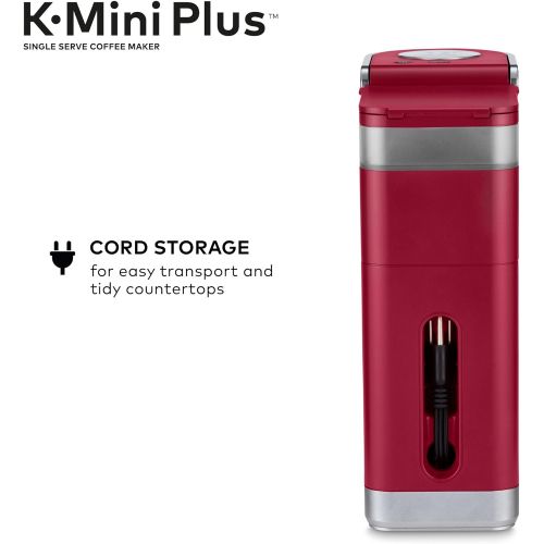  Keurig K-Mini Plus Coffee Maker, Single Serve K-Cup Pod Coffee Brewer, 6 to 12 oz. Brew Size, Stores up to 9 K-Cup Pods, Cardinal Red