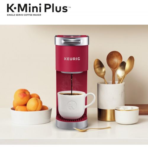  Keurig K-Mini Plus Coffee Maker, Single Serve K-Cup Pod Coffee Brewer, 6 to 12 oz. Brew Size, Stores up to 9 K-Cup Pods, Cardinal Red