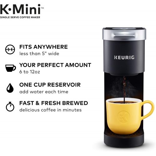  Keurig K-Mini Coffee Maker, Black with Coffee Lovers 40 Count Variety Pack Coffee Pods