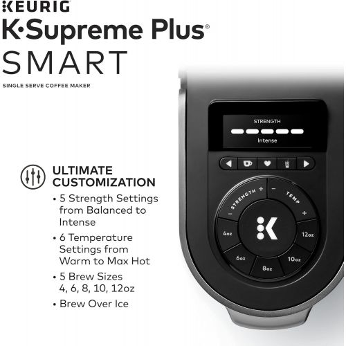  Keurig K-Supreme Plus SMART Coffee Maker, Single Serve K-Cup Pod Coffee Brewer, BREWID and MultiStream Technology, 78 Oz Removable Reservoir, Brews 4 to 12oz cups, Black Stainless