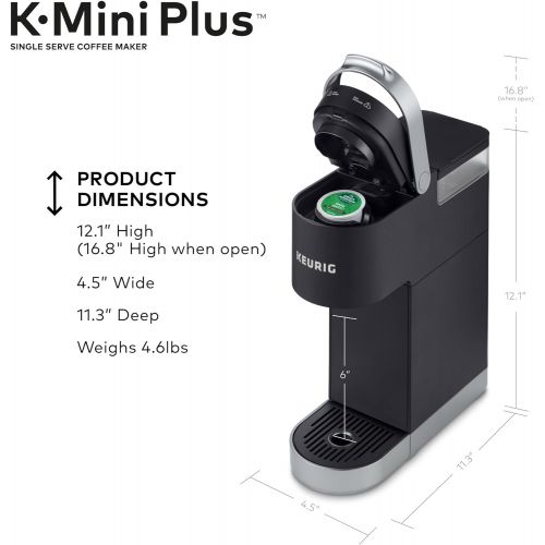  [아마존베스트]Keurig K-Mini Plus Coffee Maker, Single Serve K-Cup Pod Coffee Brewer, Comes With 6 to 12 Oz. Brew Size, K-Cup Pod Storage, and Travel Mug Friendly, Black