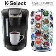 Keurig K-Select Coffee Maker, Red and K-Cup Pod Carousel Coffee Machine Accessory, 36 Count, Chrome