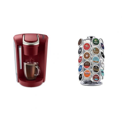  Keurig K-Select Coffee Maker, Red and K-Cup Pod Carousel Coffee Machine Accessory, 36 Count, Chrome