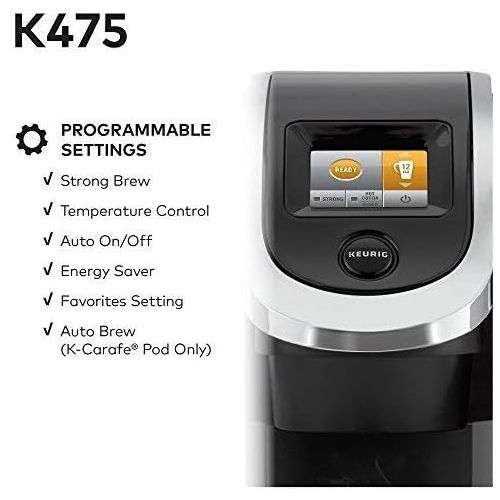  Keurig K475 Single Serve K-Cup Pod Coffee Maker with 12oz Brew Size, Strength Control, and temperature control, Programmable, Black