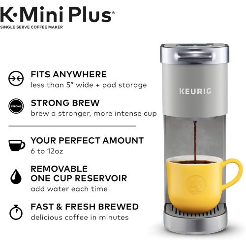  Keurig K-Mini Plus Single Serve K-Cup Pod Coffee Maker, with 6 to 12oz Brew Size, Stores up to 9 K-Cup Pods, Travel Mug Friendly, Matte Black