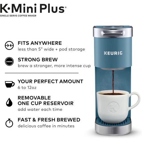  Keurig K-Mini Plus Single Serve K-Cup Pod Coffee Maker, with 6 to 12oz Brew Size, Stores up to 9 K-Cup Pods, Travel Mug Friendly, Matte Black