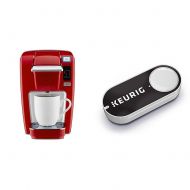 Keurig K15 Single Serve Compact K-Cup Pod Coffee Maker, Chili Red & Keurig K-Cup Pods Dash Button