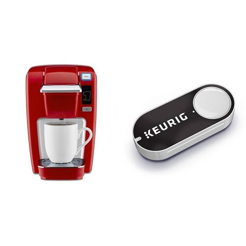  Keurig K15 Single Serve Compact K-Cup Pod Coffee Maker, Chili Red & Keurig K-Cup Pods Dash Button