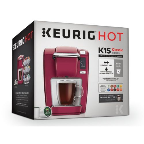  Keurig K15 Single Serve Compact K-Cup Pod Coffee Maker, Red