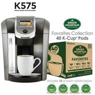 Keurig K575 Single Serve K-Cup Pod Coffee Maker, Platinum and Green Mountain Coffee Roasters Favorites Collection, 40 Count (Ships Separately)