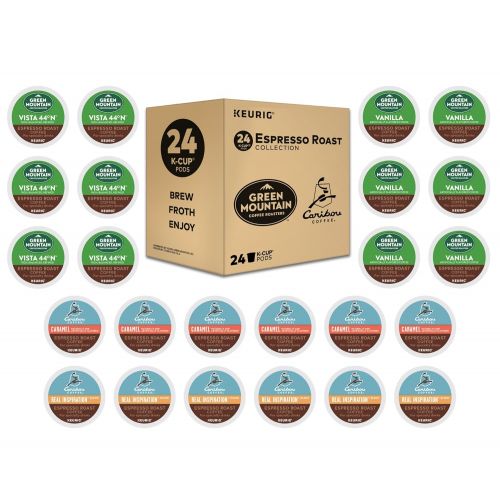 Keurig K-Cafe Single Serve Latte and Cappuccino Coffee Maker, and Espresso Roast K-Cup Pod Variety Pack, 24 Count