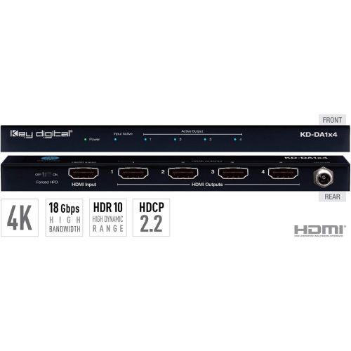  Key DigitalDMI Distribution Amplifier, supports U Key Digital KD-DA1x4 1 Input to 4 Outputs HDMI Distribution Amplifier, supports Ultra HD4K & HDCP 2.2