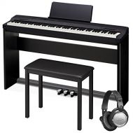 Casio PX-160 Privia Touch Sensitive 88 Key Tri Sensor Scaled Hammer Action Keyboard Digital Piano with 18 Built-In Tones Package with Bench, Stand, Keyboard Pedal and Open Ear Head