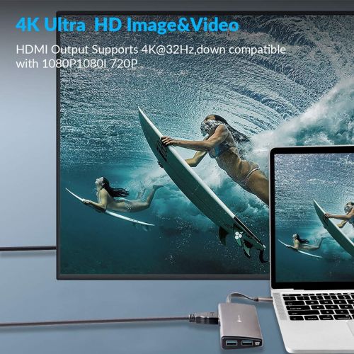  [아마존핫딜][아마존 핫딜] USB C Hub Adapter for MacBook Pro 2019 / MacBook 2018, Keychron 10 in 1 Thunderbolt 3 Type C Hub with 4K HDMI/Ethernet Port / 4 USB 3.0 Ports / 1080P VGA/SD/TF Card Reader/Power Fa