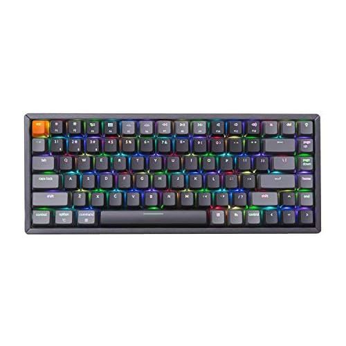  Keychron K2 Wireless Bluetooth/USB Wired Gaming Mechanical Keyboard, Compact 84 Keys RGB LED Backlight N-Key Rollover, Aluminum Frame for Mac Windows, Gateron G Pro Red Switch, Ver