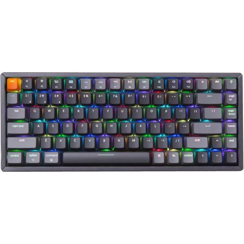  Keychron K2 Wireless Bluetooth/USB Wired Gaming Mechanical Keyboard, Compact 84 Keys RGB LED Backlight N-Key Rollover, Aluminum Frame for Mac Windows, Gateron G Pro Red Switch, Ver