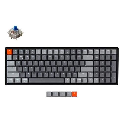  Keychron K4 Wireless Bluetooth/USB Wired Gaming Mechanical Keyboard, Compact 100 Keys RGB LED Backlit Gateron G Pro Blue Switch N-Key Rollover, Aluminum Frame for Mac Windows, Vers