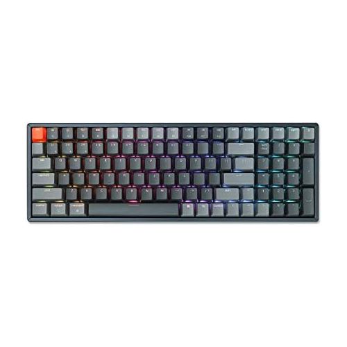  Keychron K4 Wireless Bluetooth/USB Wired Gaming Mechanical Keyboard, Compact 100 Keys RGB LED Backlit Gateron G Pro Blue Switch N-Key Rollover, Aluminum Frame for Mac Windows, Vers