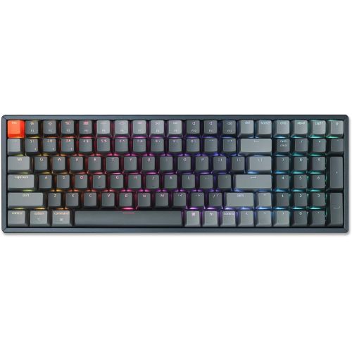  Keychron K4 Wireless Bluetooth/USB Wired Gaming Mechanical Keyboard, Compact 100 Keys RGB LED Backlit Gateron G Pro Blue Switch N-Key Rollover, Aluminum Frame for Mac Windows, Vers