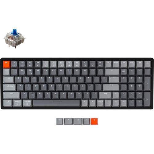  Keychron K4 Wireless Bluetooth/USB Wired Gaming Mechanical Keyboard, Compact 100 Keys RGB LED Backlit Gateron G Pro Blue Switch N-Key Rollover, Aluminum Frame for Mac Windows, Vers