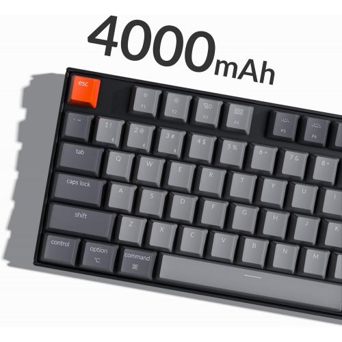  Keychron K8 Hot-swappable Wireless Bluetooth/Wired USB Mechanical Keyboard with Gateron G Pro Brown Switch/White LED Backlight/N-Key Rollover, Tenkeyless 87-Key Computer Keyboard f