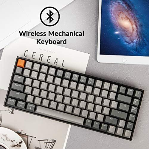  Keychron K2 75% Layout RGB Bluetooth Wireless Mechanical Keyboard with Gateron G Pro Red Switch/Anti Ghosting/N-Key Rollover, Compact 84 Key USB Wired Gaming Keyboard for Mac Windo