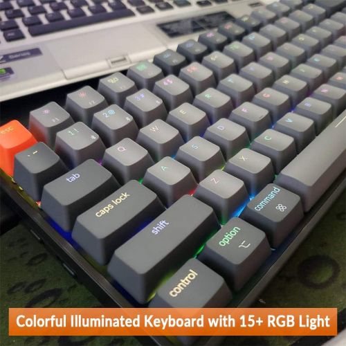  Keychron K2 75% Layout RGB Bluetooth Wireless Mechanical Keyboard with Gateron G Pro Red Switch/Anti Ghosting/N-Key Rollover, Compact 84 Key USB Wired Gaming Keyboard for Mac Windo