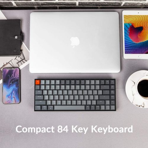  Keychron K2 75% Layout RGB Bluetooth Wireless Mechanical Keyboard with Gateron G Pro Red Switch/Anti Ghosting/N-Key Rollover, Compact 84 Key USB Wired Gaming Keyboard for Mac Windo