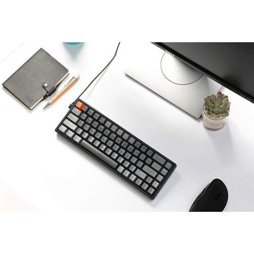  Keychron K6 68-Key Wireless Bluetooth/USB Wired Gaming Mechanical Keyboard, Compact 65% Layout RGB LED Backlit N-Key Rollover Aluminum Frame for Mac Windows, Optical Brown Switch
