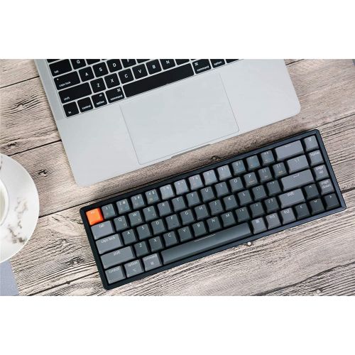  Keychron K6 68-Key Wireless Bluetooth/USB Wired Gaming Mechanical Keyboard, Compact 65% Layout RGB LED Backlit N-Key Rollover Aluminum Frame for Mac Windows, Optical Brown Switch