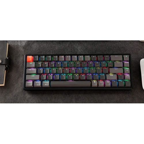  Keychron K6 68-Key Wireless Bluetooth/USB Wired Gaming Mechanical Keyboard, Compact 65% Layout RGB LED Backlit N-Key Rollover Aluminum Frame for Mac Windows, Optical Brown Switch