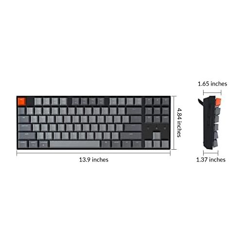  Keychron K8 Tenkeyless Wireless Mechanical Keyboard for Mac, White Backlight, Bluetooth, Multitasking, Type-C Wired Gaming Keyboard for Windows with Gateron G Pro Red Switch