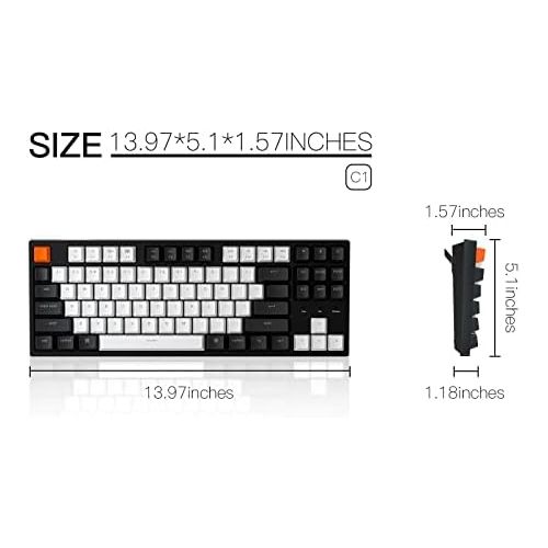  Keychron C1 Mac Layout Wired Mechanical Keyboard, Gateron G Pro Brown Switch, Tenkeyless 87 Keys ABS keycaps Computer Keyboard for Windows PC Laptop, White Backlight, USB-C Type-C