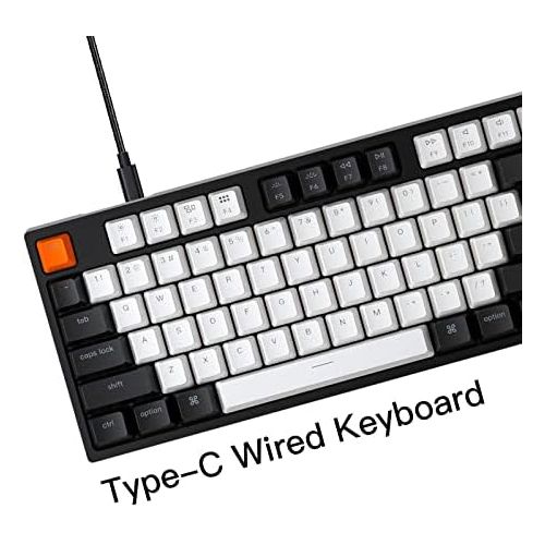  Keychron C1 Mac Layout Wired Mechanical Keyboard, Gateron G Pro Brown Switch, Tenkeyless 87 Keys ABS keycaps Computer Keyboard for Windows PC Laptop, White Backlight, USB-C Type-C